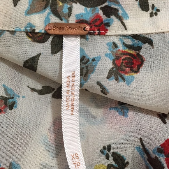 Free People XS Sheer Floral Tunic Long sleeve Top - Picture 7 of 8